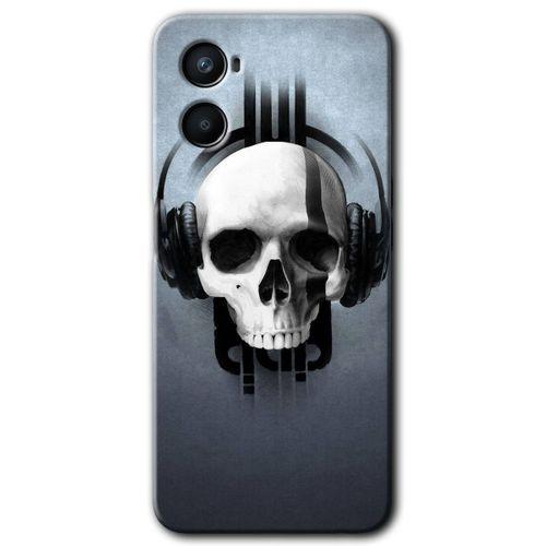 Oppo Reno 3 Kılıf Baskılı Arka Kapak - Müzik Kurukafa +Tam Ekran Koruyucu