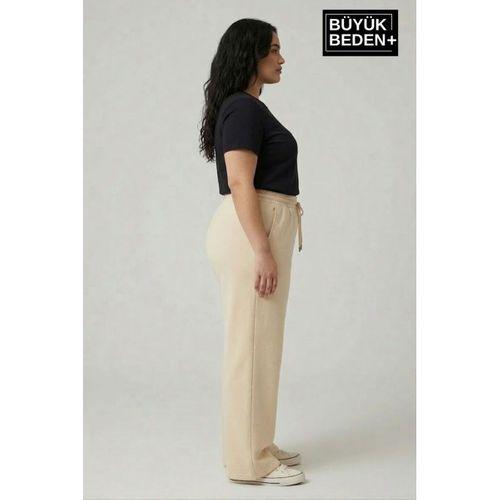 Kadın Büyük Beden Bol Paça  Yüksek Bel Lastikli NewYork Baskılı Eşofman Altı SPR26BEA988-5