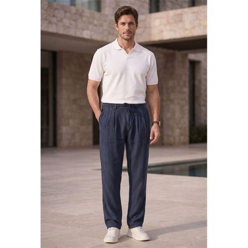 Magnus Tensel Kumaş Relaxed Fit Beli Lastikli Erkek Pantolon - Lacivert
