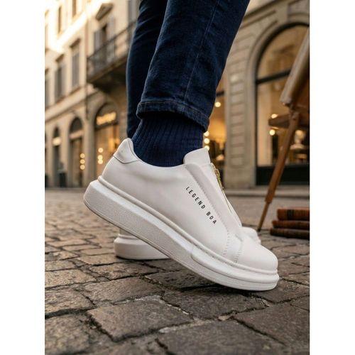 BA0310 BOA Kalın Yüksek Taban Fermuarlı Beyaz Erkek Ayakkabı