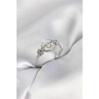 Gümüş Renk Daire Form Sedef ve Zirkon Taşlı Kadın Yüzük