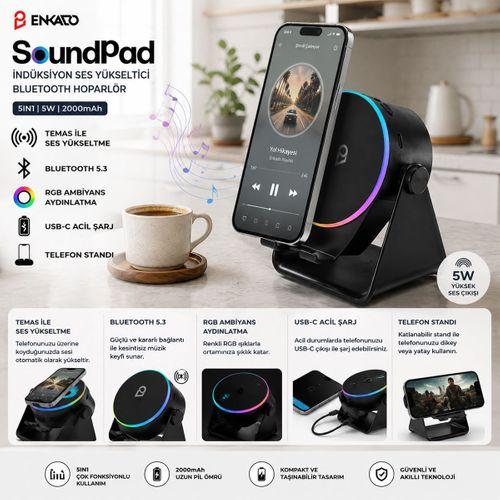 Bluetooth Soundpad Hoparlör 5W 2000mAh (Telefon Standı, USB-C)