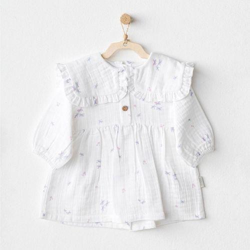 Andywawa Andywawa AC25585 Magical Butterfly Müslin Bebek Elbise White