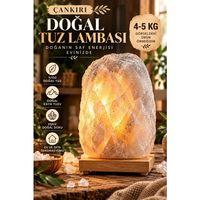 Çankırı 4-5 Kg Gri Doğal Kaya Tuzu Lambası Ahşap Kaideli Dekoratif Lamba