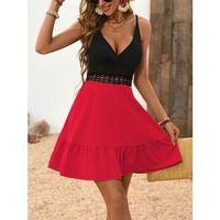 Kadın Ip Askılı Kruvaze Yaka Bel Dantel Ithal Krep Elbise