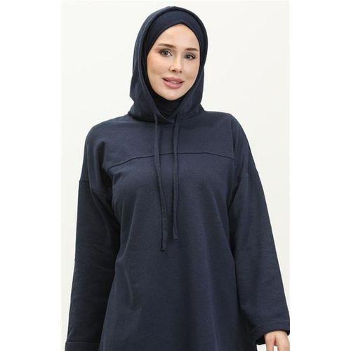 Kapşonlu Sweat Eşofman Sade Basic Spor Takım - 03056.015 - Lacivert