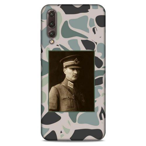 Huawei P20 Pro Kılıf Atatürk (16) Kalın Kılıf Kamuflaj Açık Yeşil