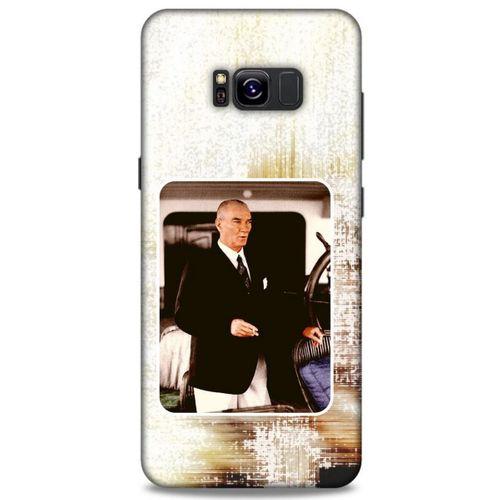 Samsung Galaxy S8 Plus Kılıf Atatürk (24) Darbe Emici Kılıf Eskitilmiş Beyaz