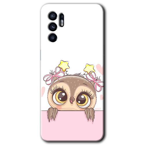 Oppo Reno 6 Kılıf HD Desen Baskılı Arka Kapak - Sevimli Baykuş