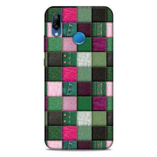 Huawei P20 Lite Kılıf Patchwork (34) Slim Armor Kılıf Yeşil Fuşya