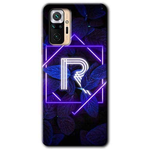 Redmi Note 10 Pro Kılıf HD Desen Baskılı Arka Kapak - Dark Neon Yaprak R Harfi + Kırılmaz Cam