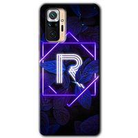 Redmi Note 10 Pro Kılıf HD Desen Baskılı Arka Kapak - Dark Neon Yaprak R Harfi + Kırılmaz Cam