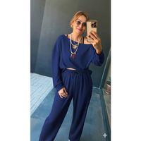 Kadın Uzun Kollu Tek Omuzdan Açık Viskon Iki Iplik Bluz Ve Pantolon Ikili Takım