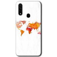 Oppo A31 Kılıf HD Desen Baskılı Arka Kapak + Temperli Cam - Dünya Haritası
