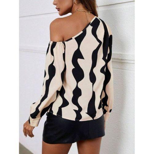 Kadın Tek Omuzdan Açık Uzun Kollu Modal Bluz