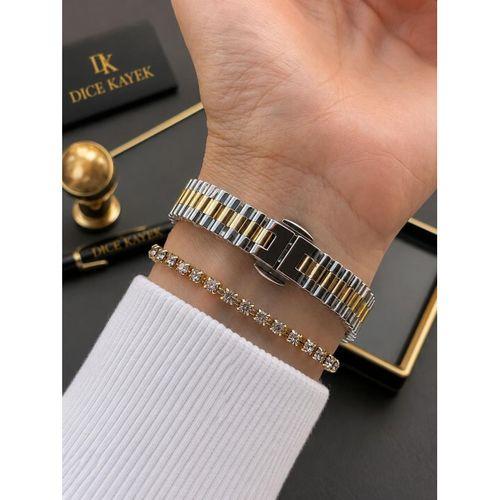 Dice Kayek Premium Vintage Kadın Kol Saati Gold Çelik Kordon 5 ATM Su Geçirmez Bileklik Hediyeli J40