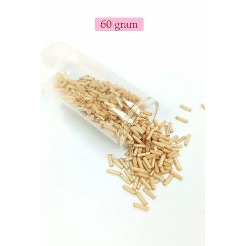 Uzun Boru Kesme Boncuk Çap 2mm Uzunluk 10 mm - 60 Gram - Koyu Krem - BNC268