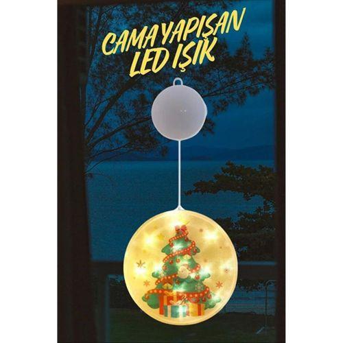 Çam Ağaç Figürlü Cama Yapışan Model Pilli Led Işık