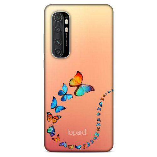 Xiaomi Mi Note 10 Lite Kılıf Kelebek Etkisi (47) Crystal Flex Kılıf Fuşya Sarı