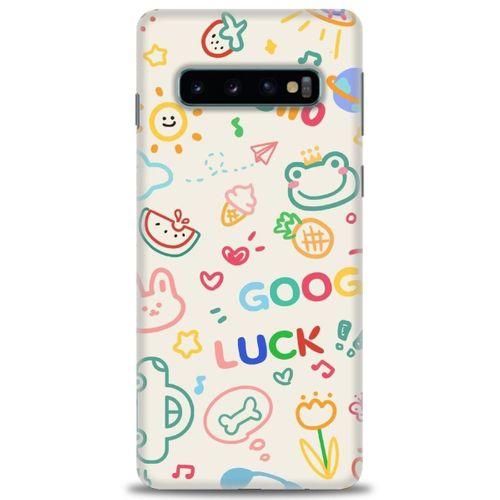 Samsung Galaxy S10 Kılıf HD Baskılı Kılıf - Goog Luck + Tam Ekran Koruyucu