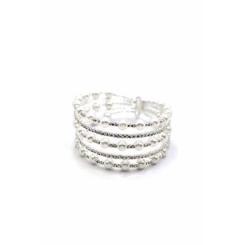 Beş Sıra İncili Su Yolu Bileklik - Gümüş