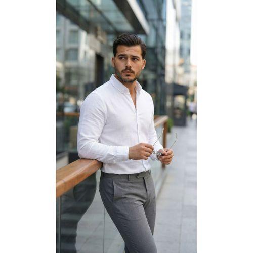 Erkek Uzun Kollu Rahat Keten Gömlek