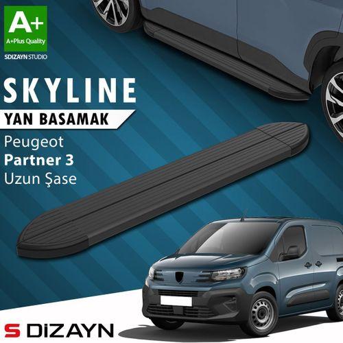 S-Dizayn Peugeot Partner 3 Uzun Şase Skyline Siyah Yan Basamak 213 Cm 2018 Üzeri A+ Kalite