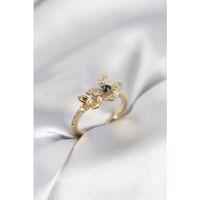 Gold Renk Çiçek Model Zirkon Taşlı Kadın Yüzük