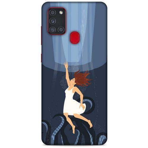 Samsung Galaxy A21s Kılıf Depresyon (43) Thin Fit Kılıf Mavi Tonları