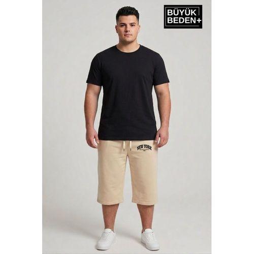Büyük Beden Erkek Şort New York Baskılı Rahat Kalıp 3XL-6XL SPR26BSR591-05