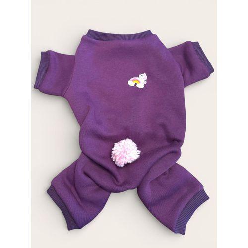 Pony Purple PONPON Köpek Tulumu | Şardonlu Polar Kumaş | Küçük Irk Köpekler İçin | Tüy Dökülmesini Azaltır