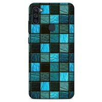 Samsung Galaxy M11 Kılıf Patchwork (27) Tasarımlı Kılıf Turkuaz Siyah