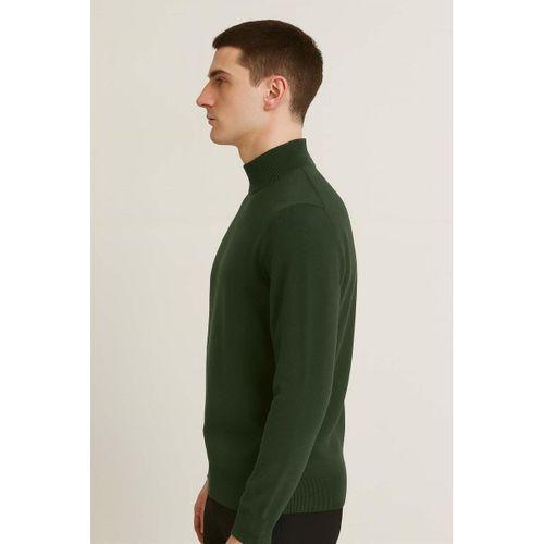 Fincher Yarım Balıkçı Regular Fit Boğazlı Erkek Kazak - Yeşil