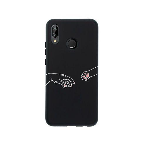 Huawei P20 Lite Hand And Paw Premium Silikonlu Siyah Telefon Kılıfı