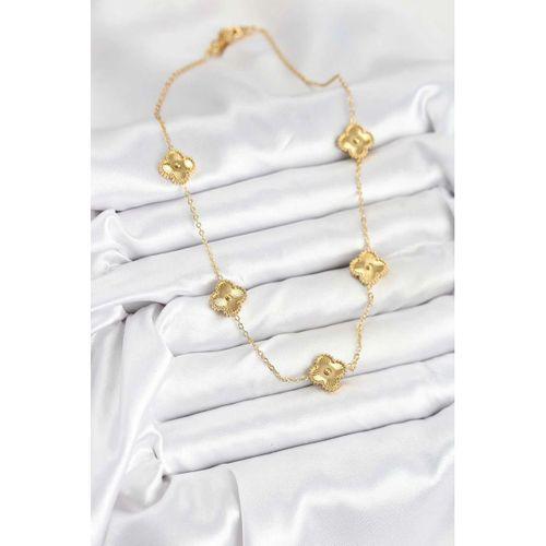 316L Çelik Zincir Gold Renk Yonca Kadın Kolye