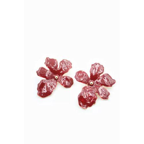 Çiçek Küpe - Bordo