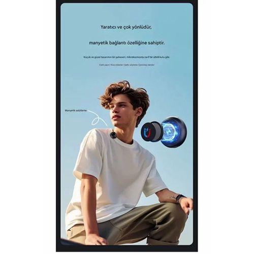 Kablosuz Profesyonel İkili Yayın Yaka Mikrofonu Şarj Kutu Mıknatıslı Typce Lightning Çıkış Mikrofon