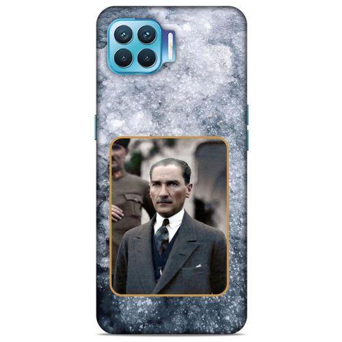 Oppo Reno 4 Lite Kılıf Atatürk (32) Soft Silikon Kılıf Gri Buzul