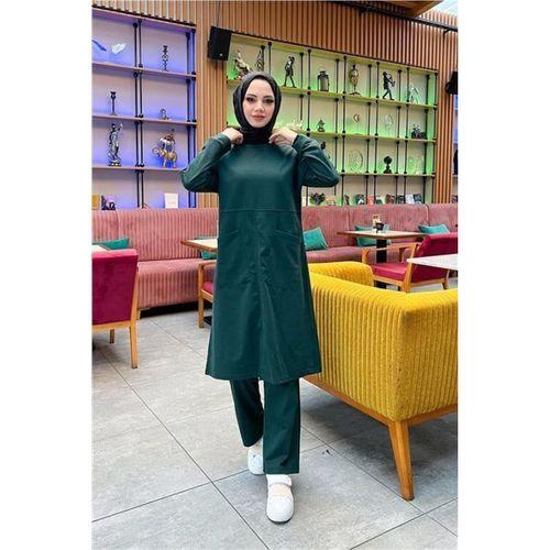 Önden İki Cepli Sade Basic Uzun Tunik Pantolon İkili Spor Takımı - 03067.021 - Nefti