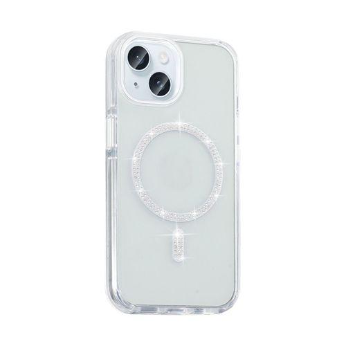 Apple iPhone 15 Plus Kılıf Taşlı Tasarım M-safe Şarj Özellikli Zore Koment Silikon Kapak