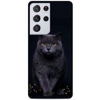 Lopard Samsung Galaxy S21 Ultra Uyumlu Kılıf Kediler (47) Crystal Flex Kılıf Scottish Fold
