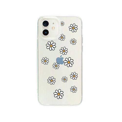 iPhone 12 Papatya Şelalesi Desenli Premium Şeffaf Silikon Kılıf