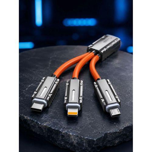 Usb Type-c, Lightning Ve Micro Usb Uyumlu 3ü 1 Arada Hızlı Şarj Kablosu