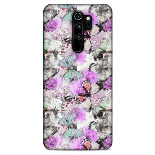 Xiaomi Redmi Note 8 Pro Kılıf Kelebek Etkisi (15) Antişok Kılıf Mor Beyaz