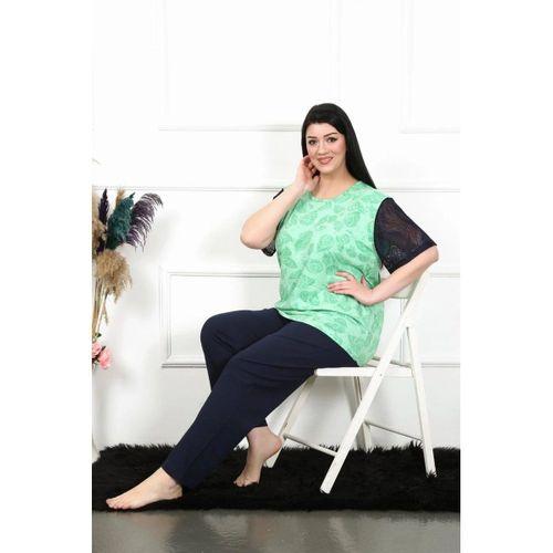 Kadın 5xl-6xl-7xl-8xl Büyük Beden Kısa Kol Pijama Takım Yeşil