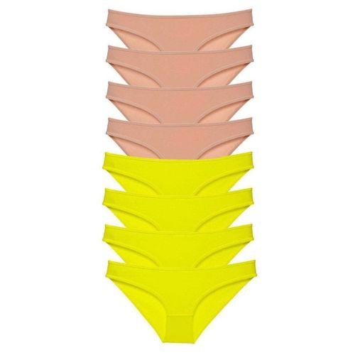 8 Adet Süper Eko Set Likralı Kadın Slip Külot Sarı Ten