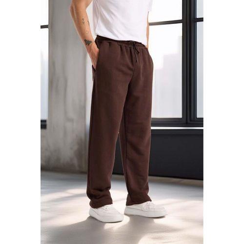 Mendes Baggy Kalıp Diagonal 3 İplik Kumaş Erkek Eşofman Altı Pantolon - Kahve