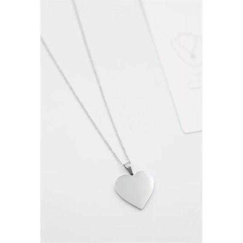 Küçük Kalp Plaka Kolye - Gümüş