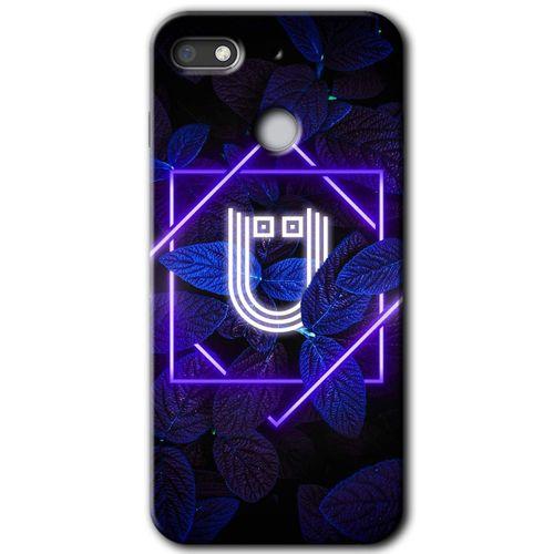 Potkal Hediye Fabrikası General Mobile GM 8 Go HD Baskılı Kılıf + 9D Tam Ekran Koruyucu - Dark Neon Yaprak Ü Harfi