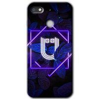 Potkal Hediye Fabrikası General Mobile GM 8 Go HD Baskılı Kılıf + 9D Tam Ekran Koruyucu - Dark Neon Yaprak Ü Harfi